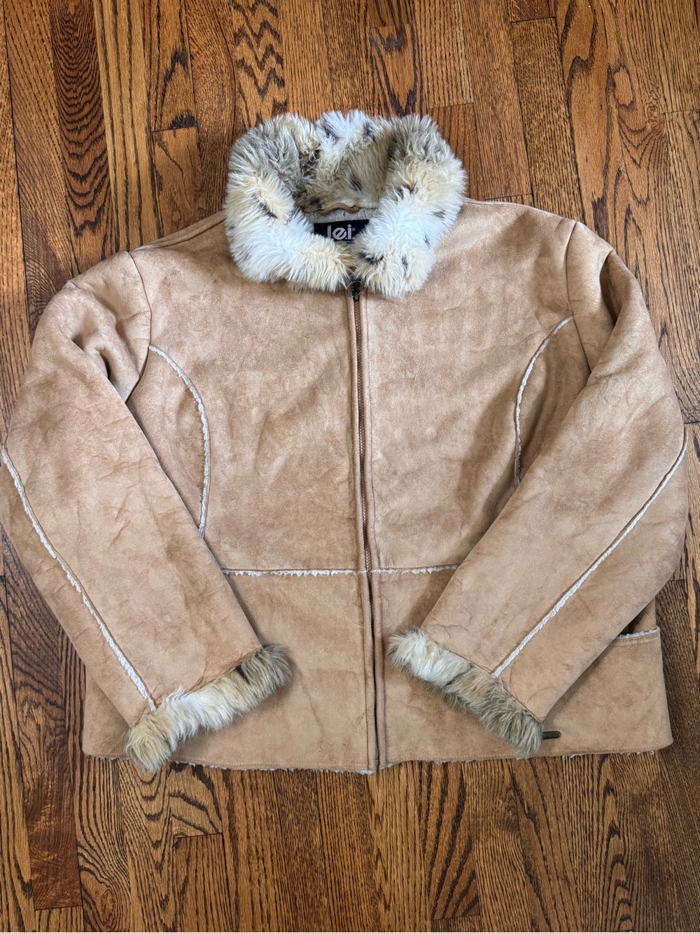 Y2K l.e.i. Faux Shearling Teddy Lined Jacket Faux Fur Collar 3X Plus Size